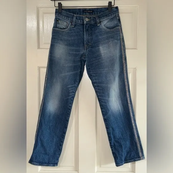 Lucky Brand Authentic Mid Rise Straight Leg Jeans Size 00/24  rhinestone