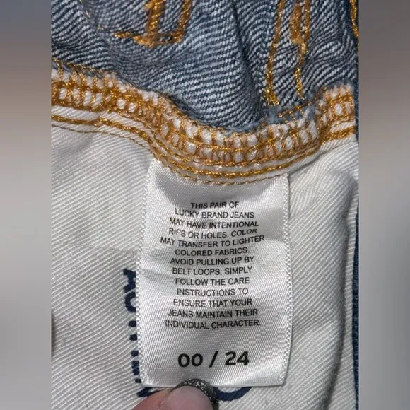 Lucky Brand Authentic Mid Rise Straight Leg Jeans Size 00/24  rhinestone
