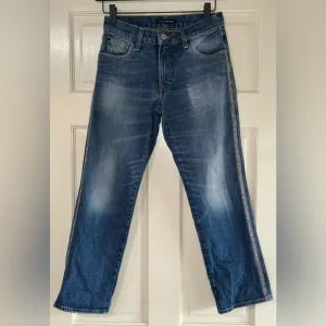 Lucky Brand Authentic Mid Rise Straight Leg Jeans Size 00/24  rhinestone