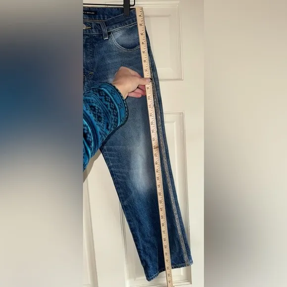 Lucky Brand Authentic Mid Rise Straight Leg Jeans Size 00/24  rhinestone