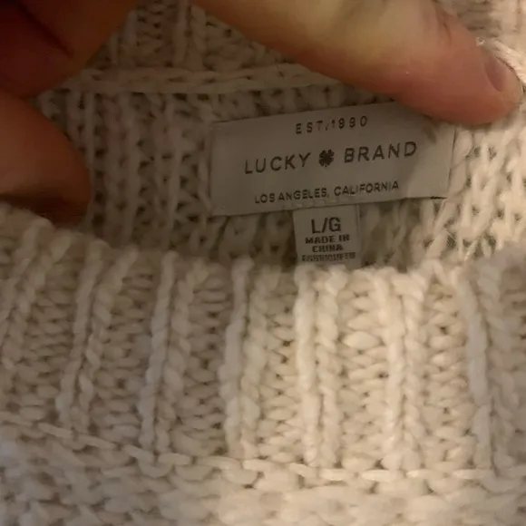 Lucky brand skarsky fairisle sweater large white black wool alpaca