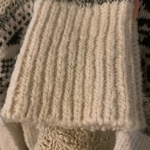 Lucky brand skarsky fairisle sweater large white black wool alpaca