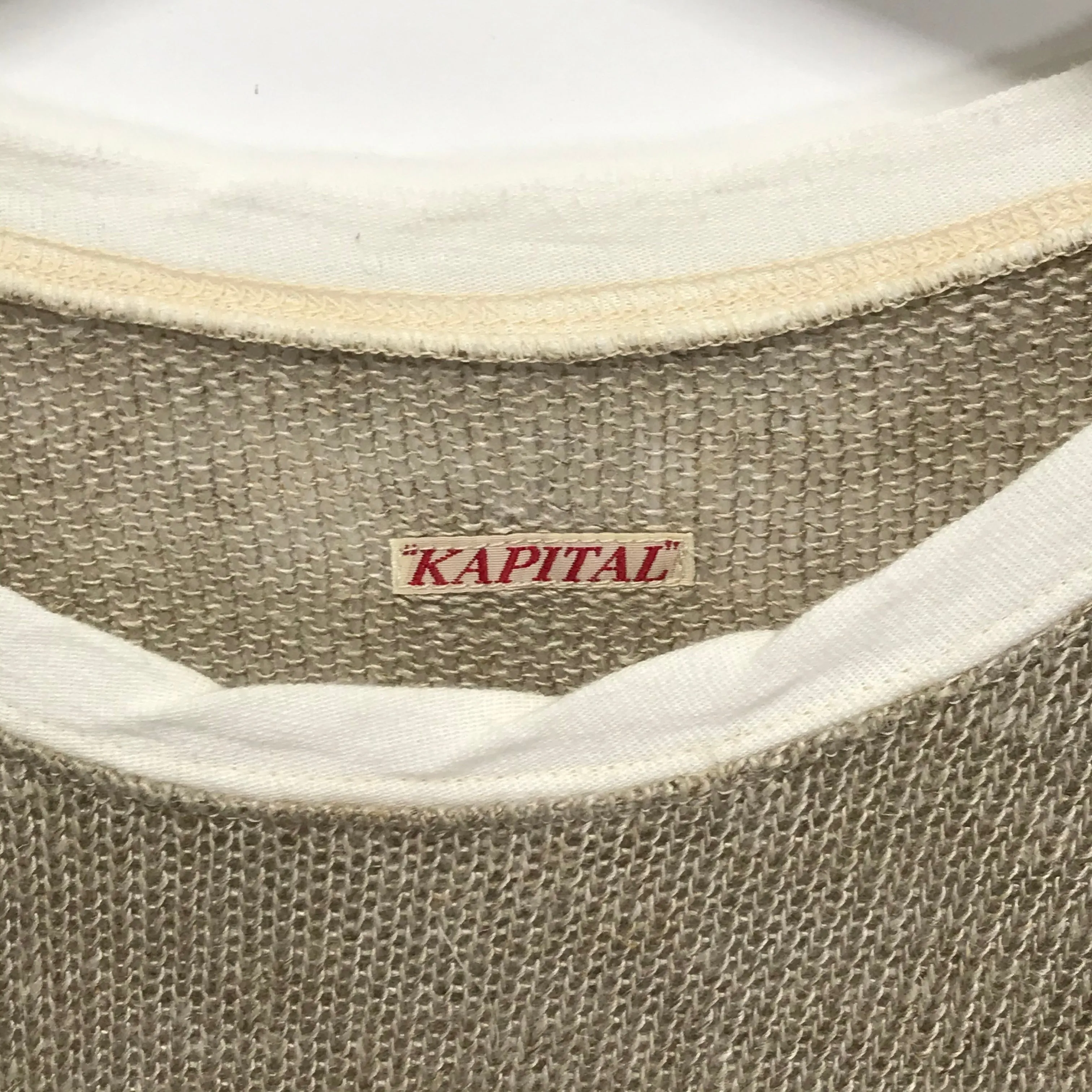 [M] Kapital Shark Biscuit Hemp Linen Knit 3/4 Shirt