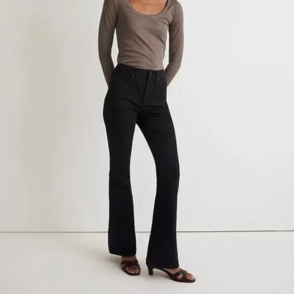 Madewell 25 Tall Skinny Flare Jeans Black Frost Wash