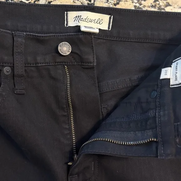 Madewell 25 Tall Skinny Flare Jeans Black Frost Wash
