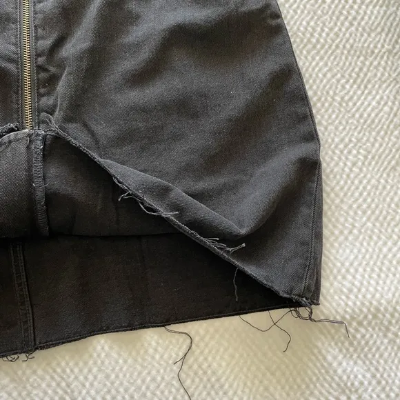 Madewell Black Denim A-Line Mini Zipper Skirt