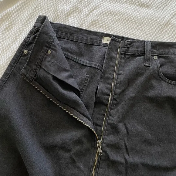 Madewell Black Denim A-Line Mini Zipper Skirt