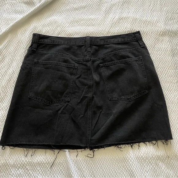 Madewell Black Denim A-Line Mini Zipper Skirt