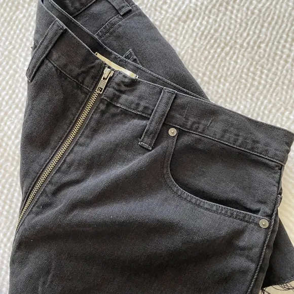 Madewell Black Denim A-Line Mini Zipper Skirt