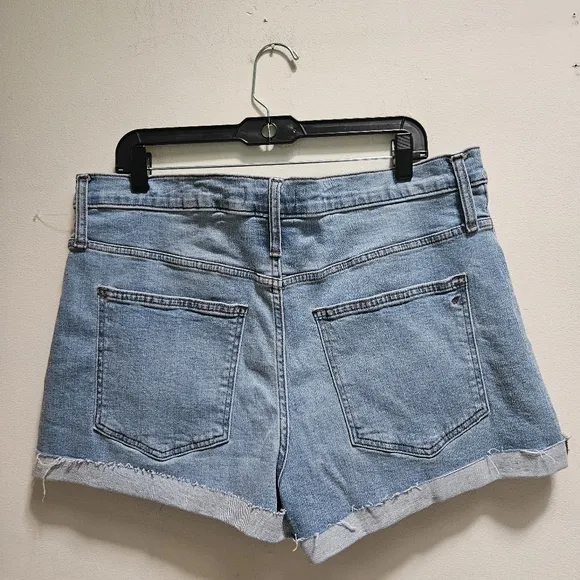 Madewell High Rise Denim Shorts Size 33 Light Blue Wash Curvy Festival Raw Hem