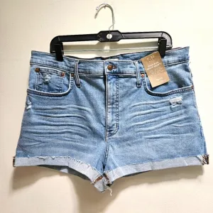 Madewell High Rise Denim Shorts Size 33 Light Blue Wash Curvy Festival Raw Hem