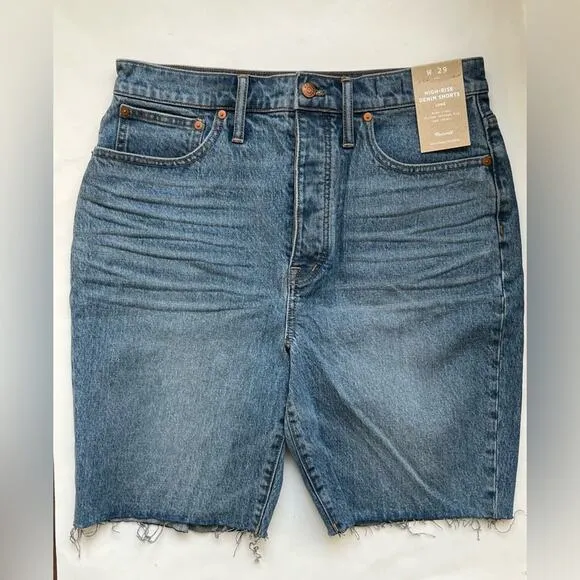 Madewell High rise long denim shorts 29 NWT