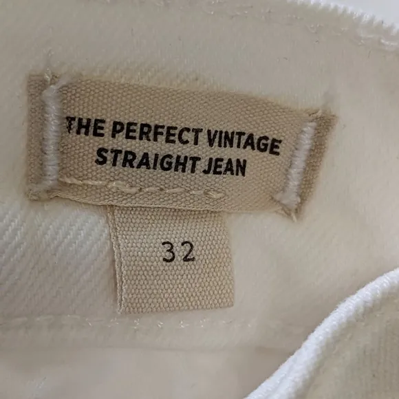 Madewell NWT The Perfect Vintage Straight High Waist Jean size 32 NI950 White