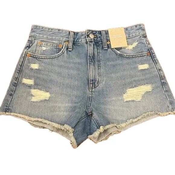 MADEWELL Relaxed Denim Shorts in Renfield Wash: Destructed Edition Size 26 NWT