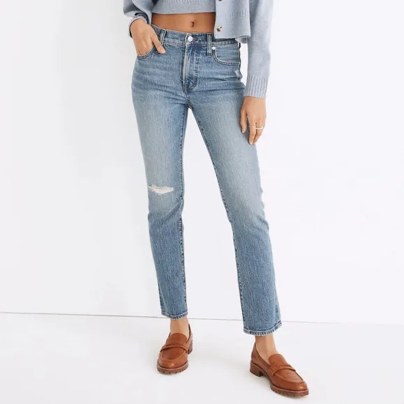 Madewell The Mid-Rise Perfect Vintage Jean in Ainsdale Wash: Knee-Rip Edition 26