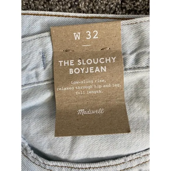 Madewell The Slouchy Boyjean W.Rips NWT Size32 lightblue 100% cotton lightweight