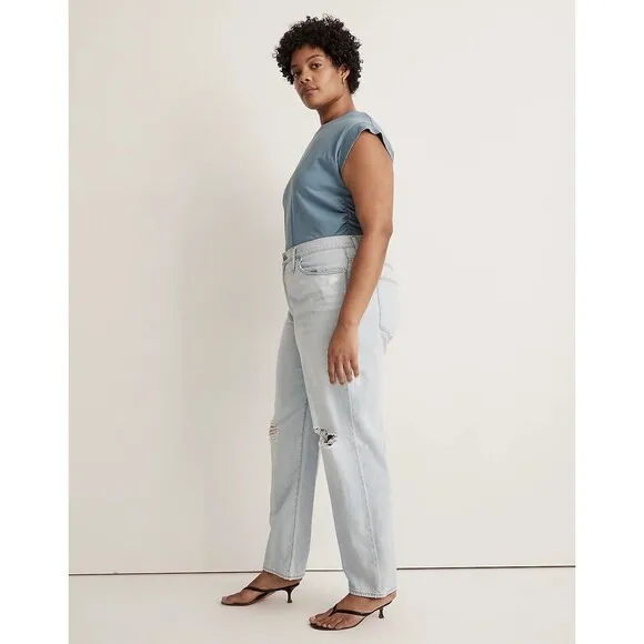 Madewell The Slouchy Boyjean W.Rips NWT Size32 lightblue 100% cotton lightweight