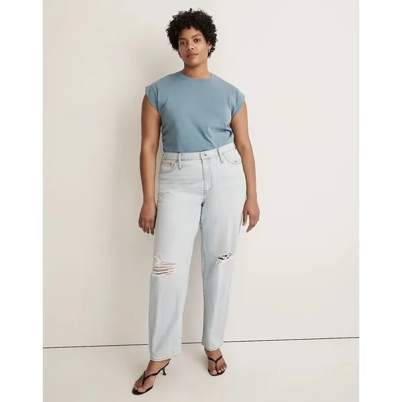 Madewell The Slouchy Boyjean W.Rips NWT Size32 lightblue 100% cotton