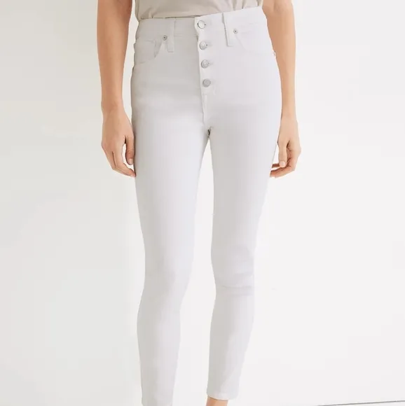 Madewell White High Rise Button Fly Skinny Crop Jeans Size 30