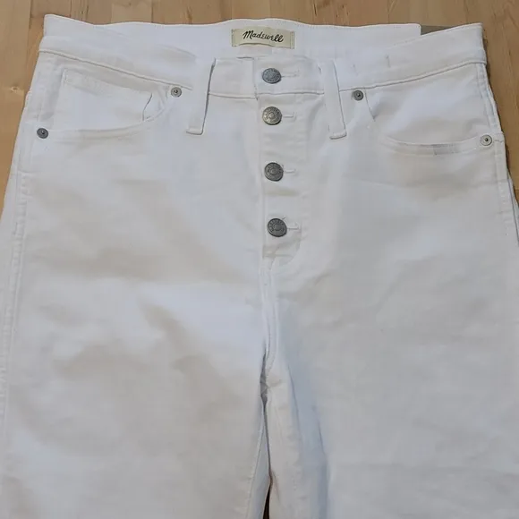 Madewell White High Rise Button Fly Skinny Crop Jeans Size 30