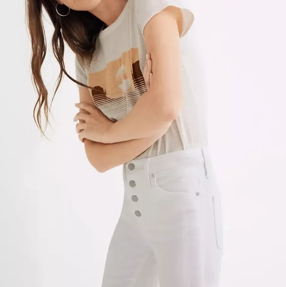 Madewell White High Rise Button Fly Skinny Crop Jeans Size 30