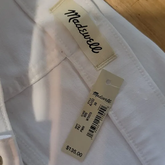 Madewell White High Rise Button Fly Skinny Crop Jeans Size 30