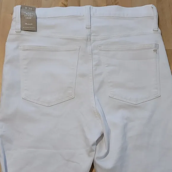 Madewell White High Rise Button Fly Skinny Crop Jeans Size 30