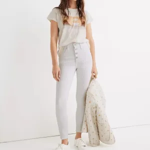Madewell White High Rise Button Fly Skinny Crop Jeans Size 30
