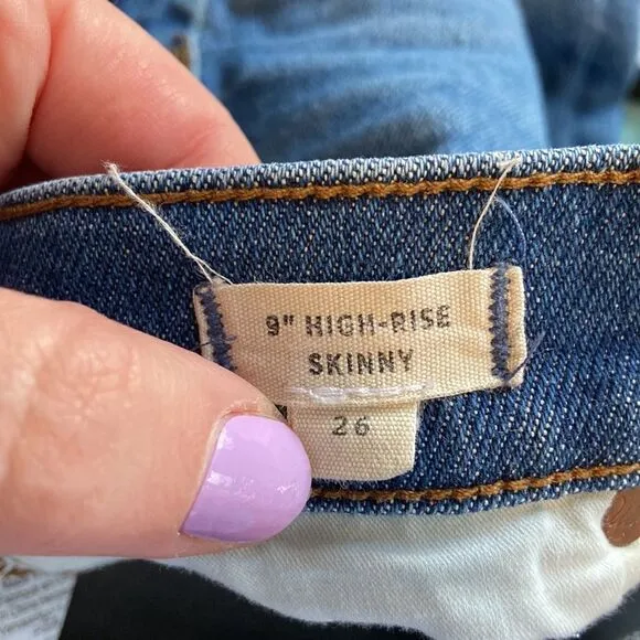 Madewell Medium Wash 9&quot; High Rise Skinny Jeans Size 26