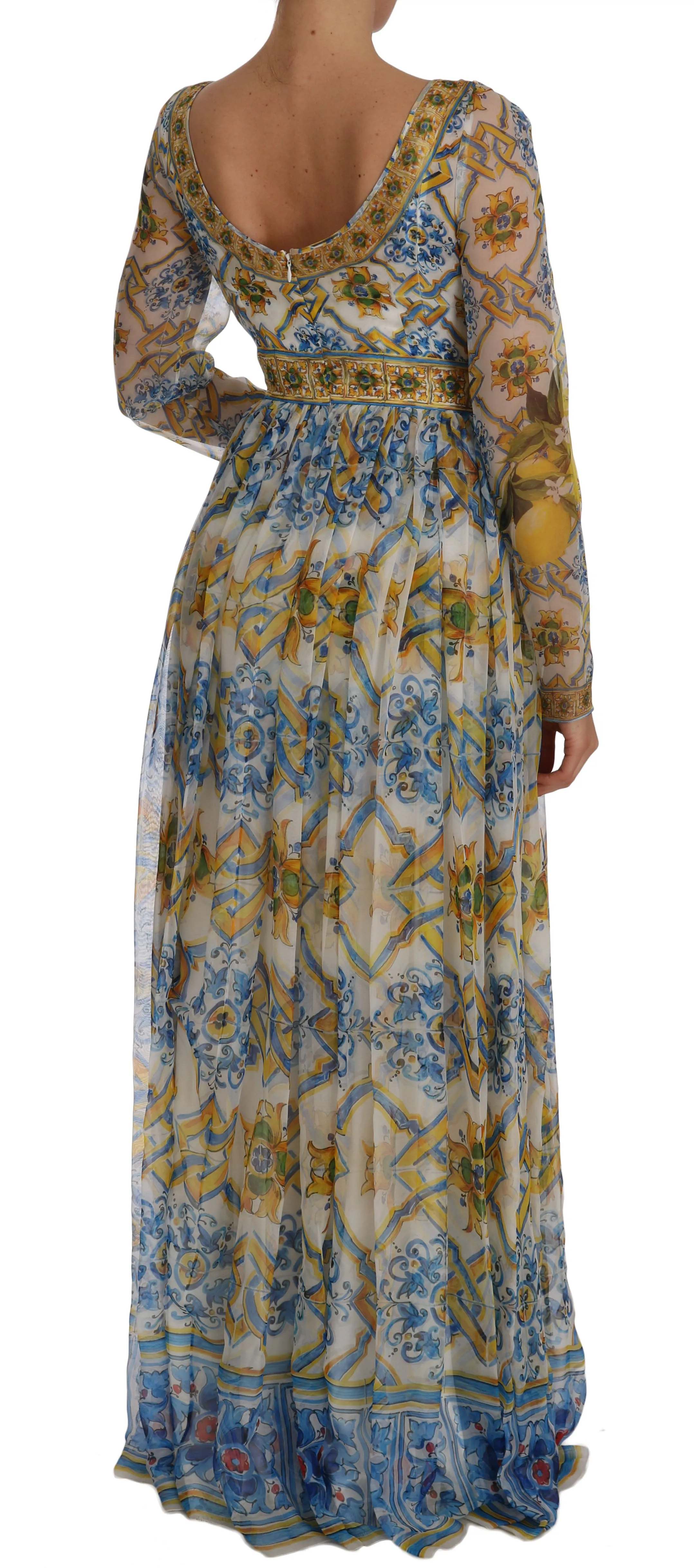 Majolica Print Silk A-line Maxi Dress