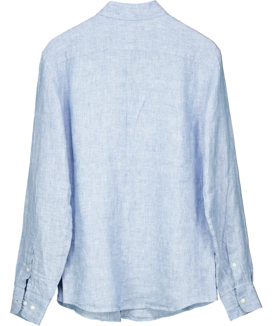 M&S Blue Regular Fit Pure Linen Shirt UK S