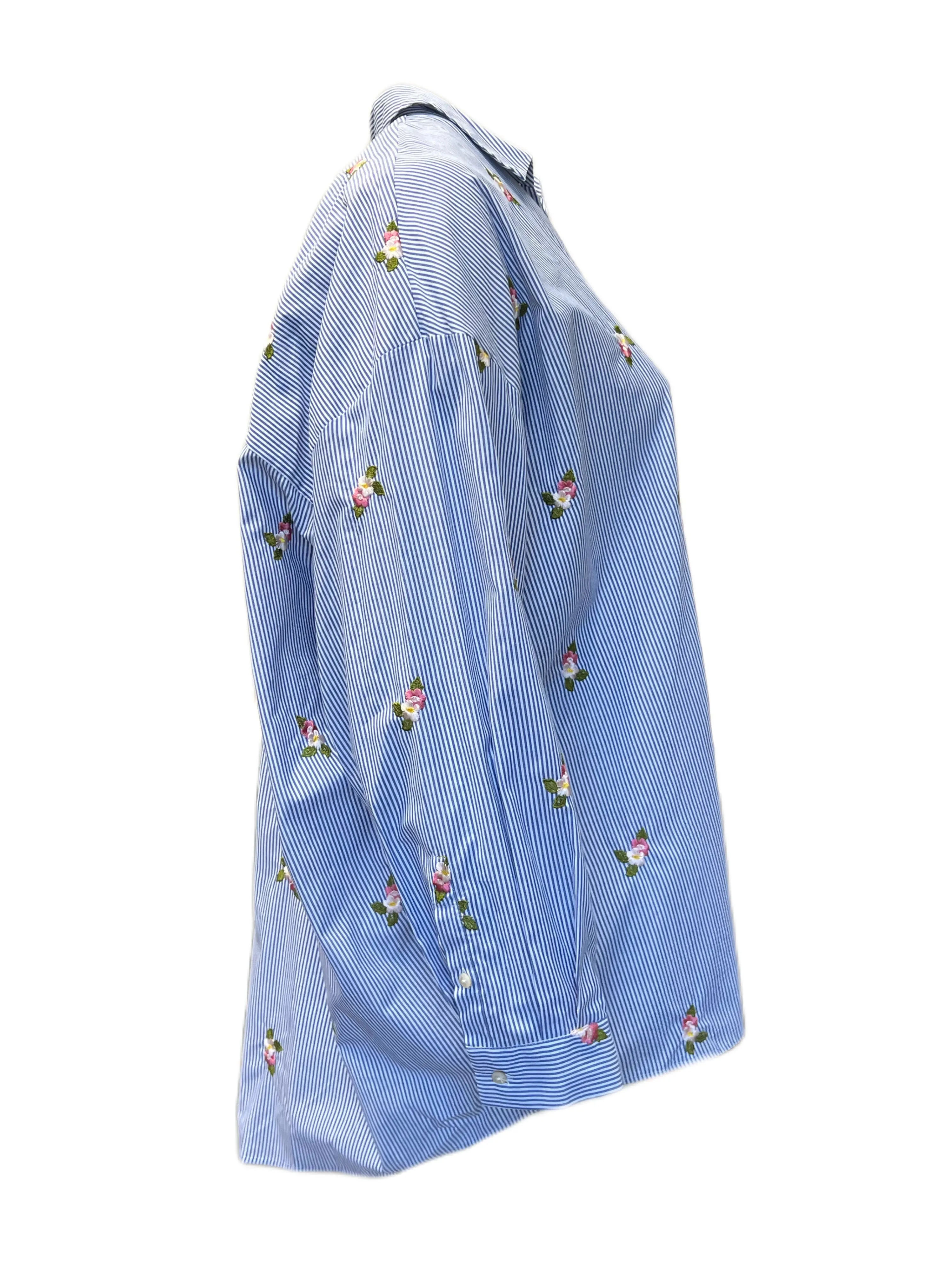 Marina Rinaldi Women's Blue Farnese Cotton Shirt Size 22W/31 NWT