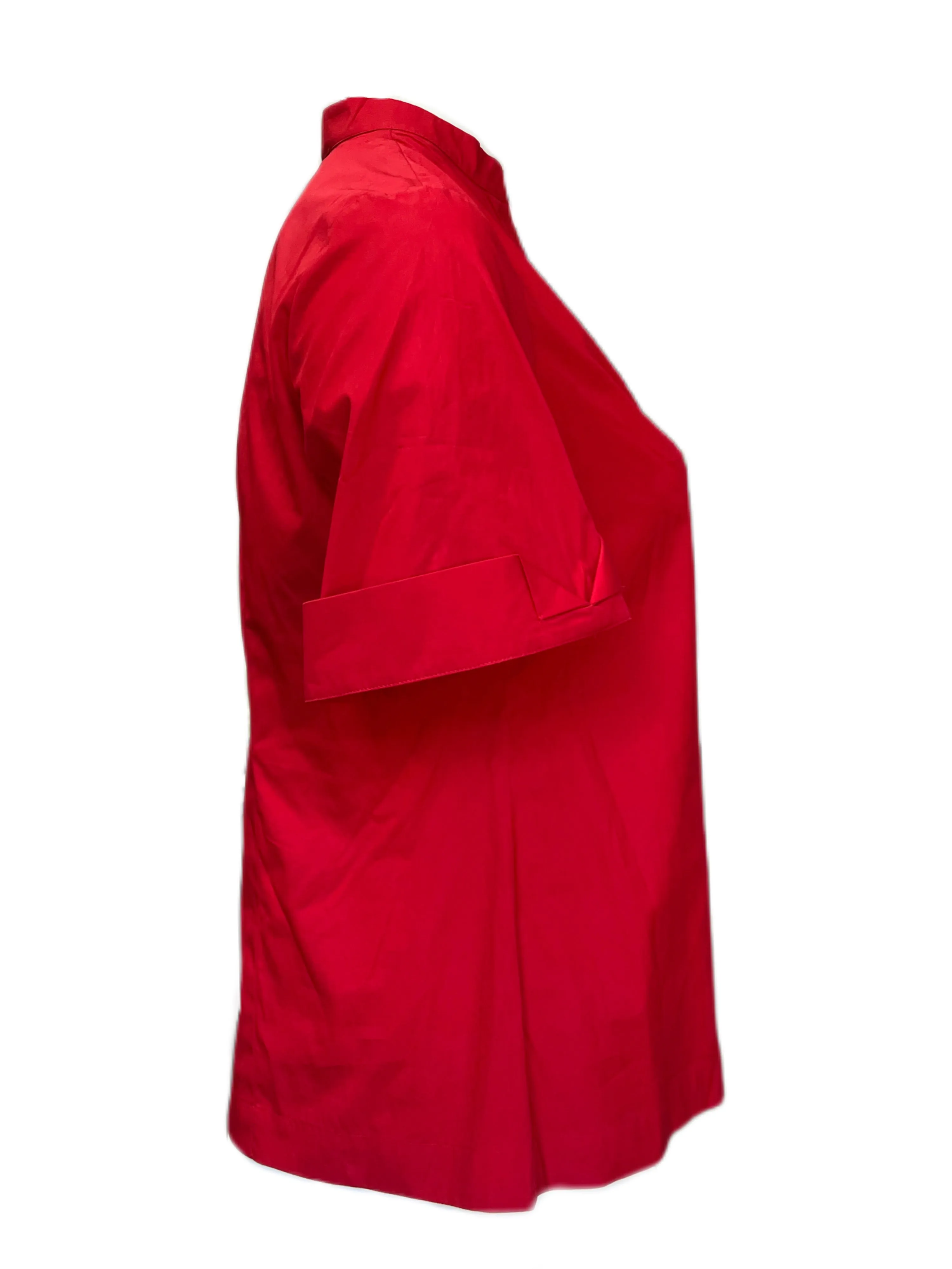 Marina Rinaldi Women's Red Brenda Button Down Cotton Shirt Size 12W/21 NWT
