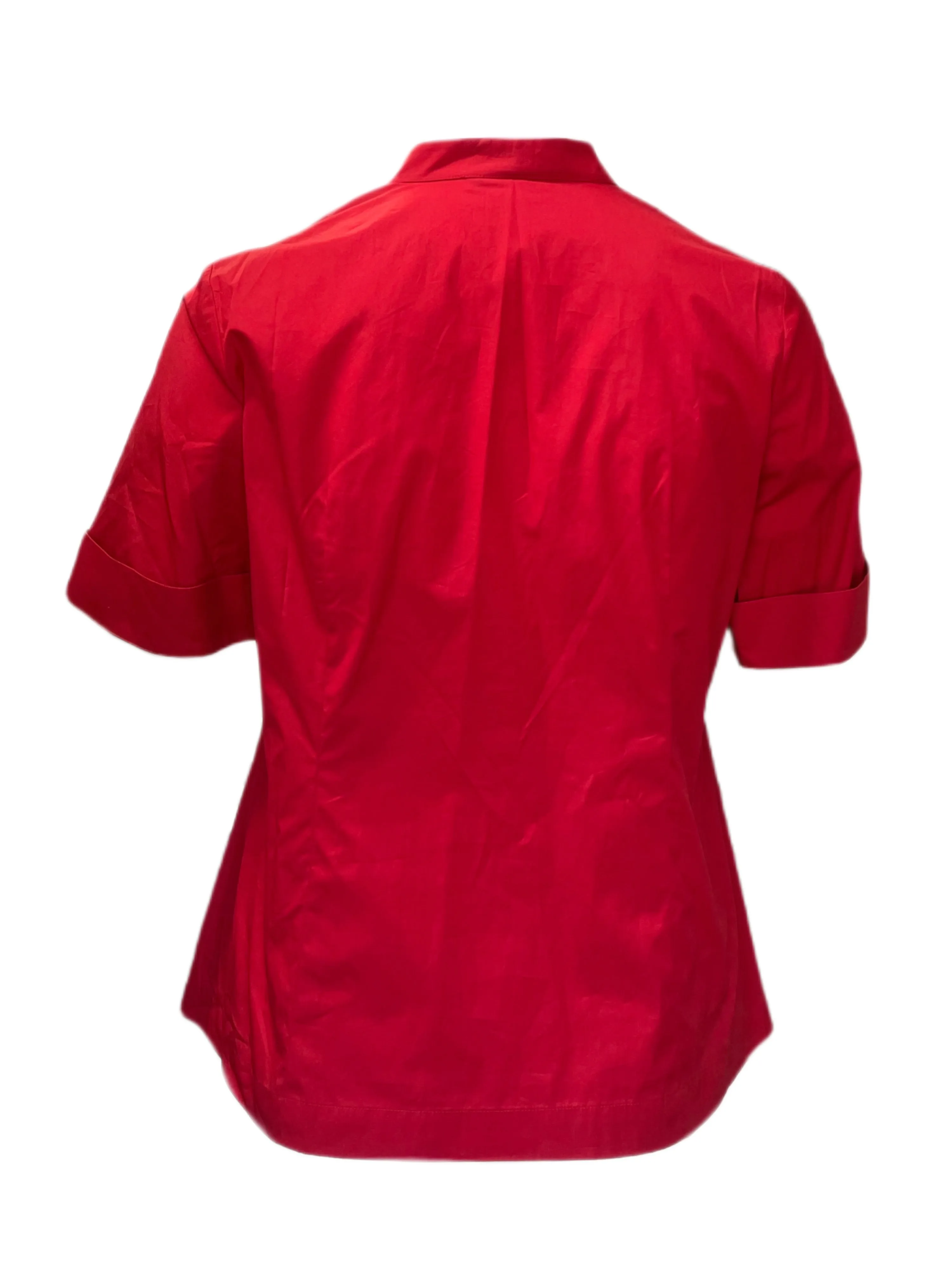 Marina Rinaldi Women's Red Brenda Button Down Cotton Shirt Size 12W/21 NWT