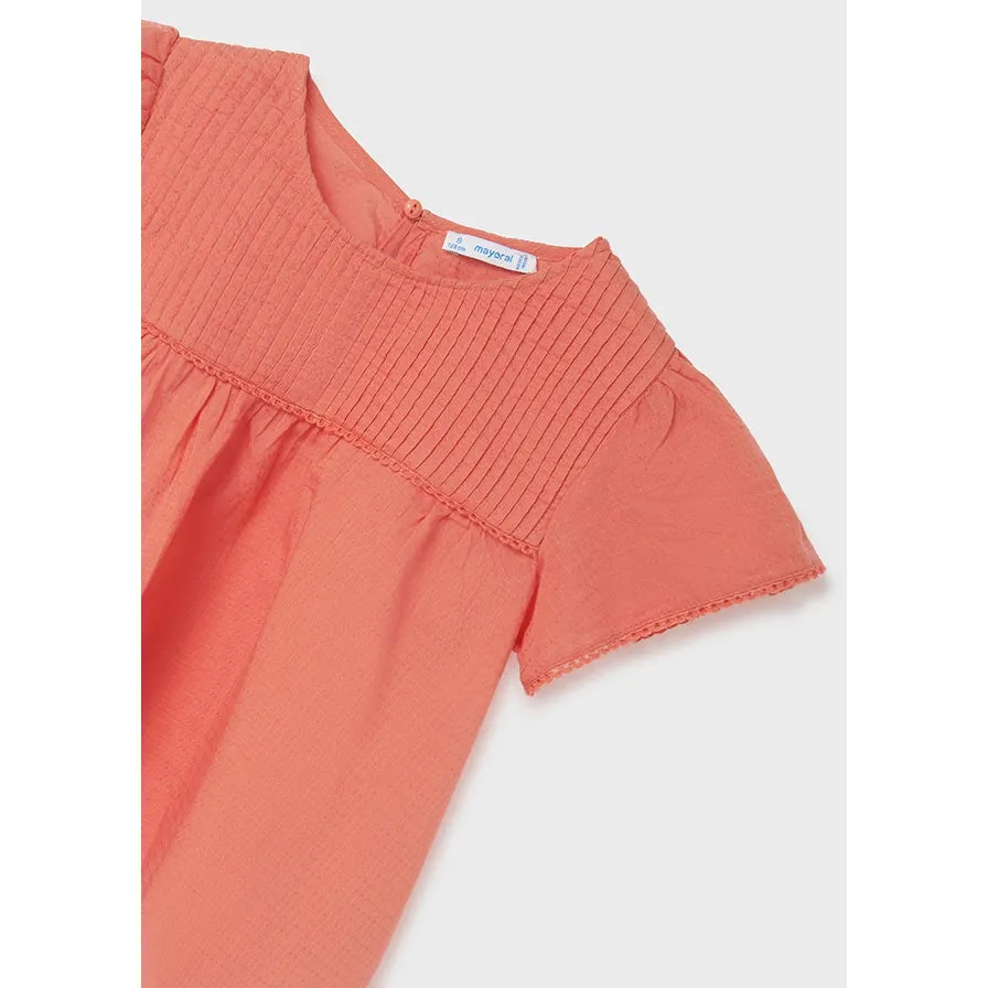 Mayoral Coral Short Sleeve Cotton Blouse