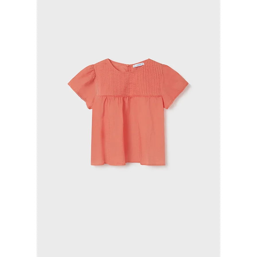 Mayoral Coral Short Sleeve Cotton Blouse