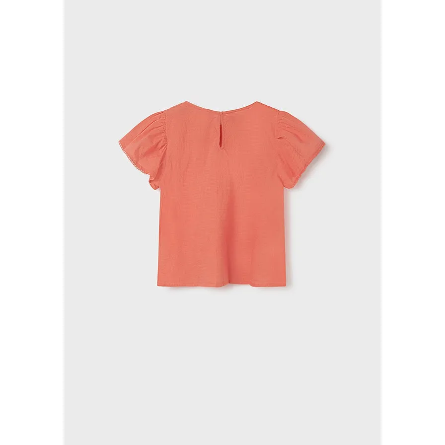 Mayoral Coral Short Sleeve Cotton Blouse