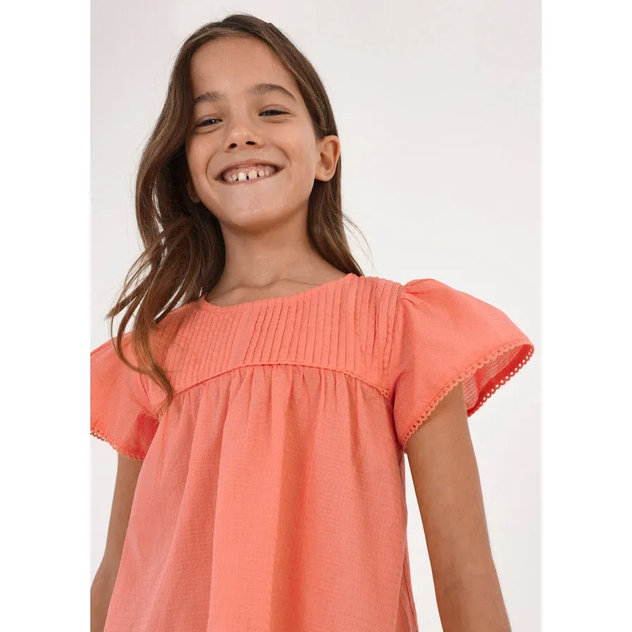 Mayoral Coral Short Sleeve Cotton Blouse