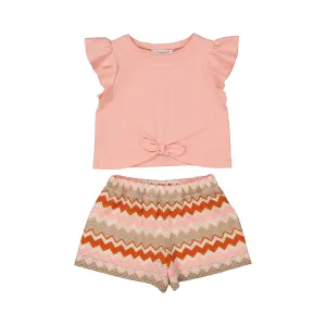 Mayoral Girls Knit Short Set - Salmon
