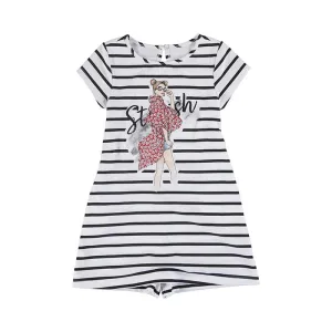 MAYORAL - Striped Dress With Shorts - Black