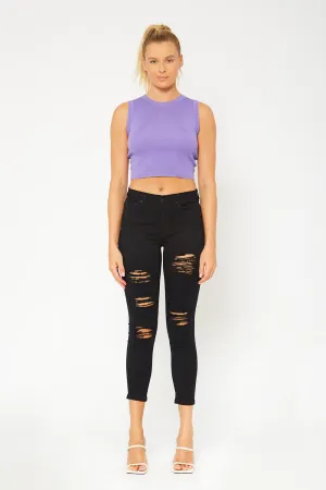 Mid-rise black skinny pants