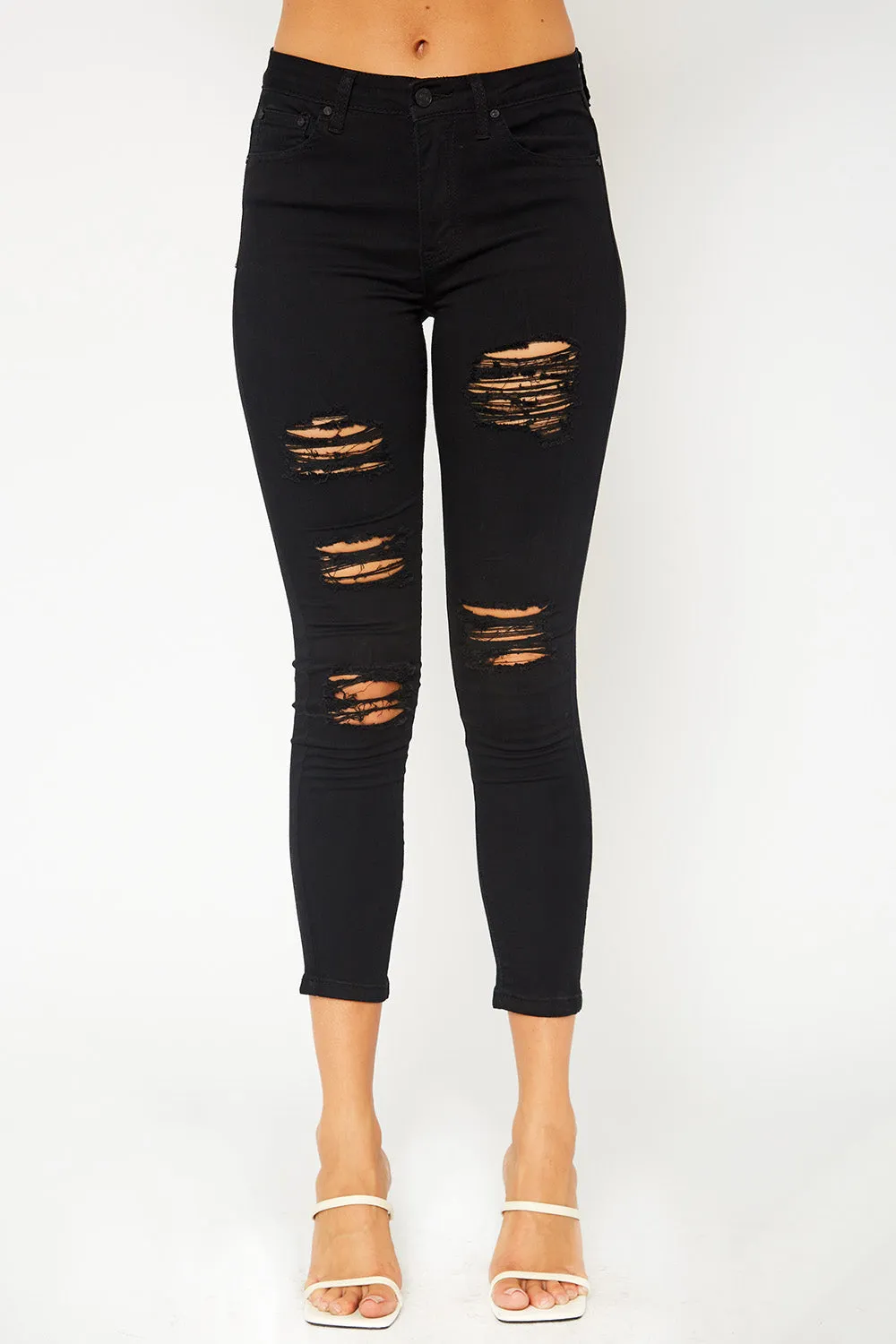 Mid-rise black skinny pants