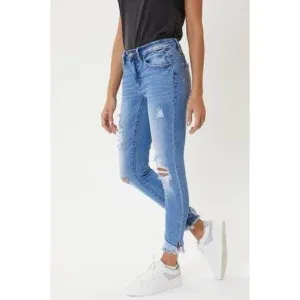 Mid rise hem detail ankle skinny jeans