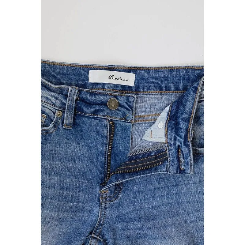 Mid rise hem detail ankle skinny jeans
