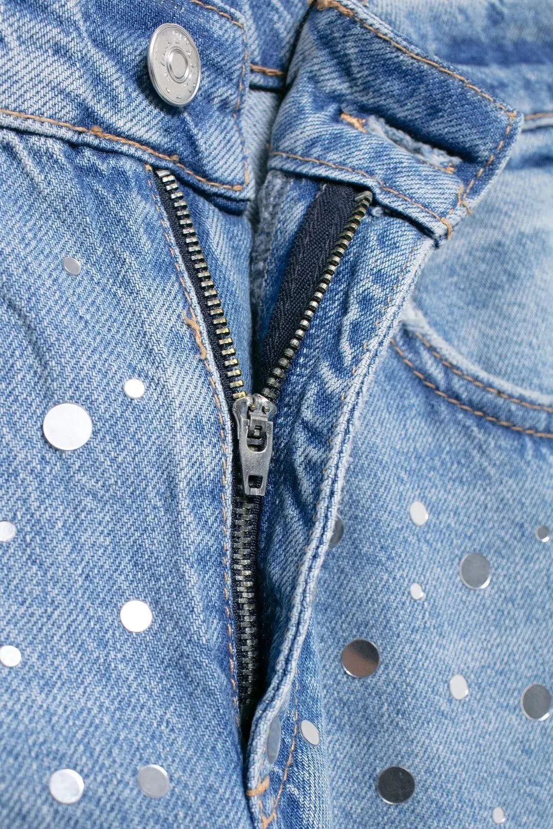 Mirror Sequin Straight Leg Jeans