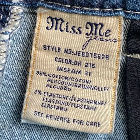 Miss Me Signature Skinny Jeans FLAW Bling Rhinestones Womens Size 25
