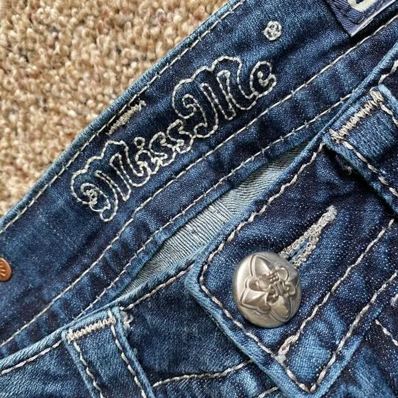 Miss Me Signature Skinny Jeans FLAW Bling Rhinestones Womens Size 25