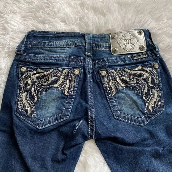 Miss Me Signature Skinny Jeans FLAW Bling Rhinestones Womens Size 25