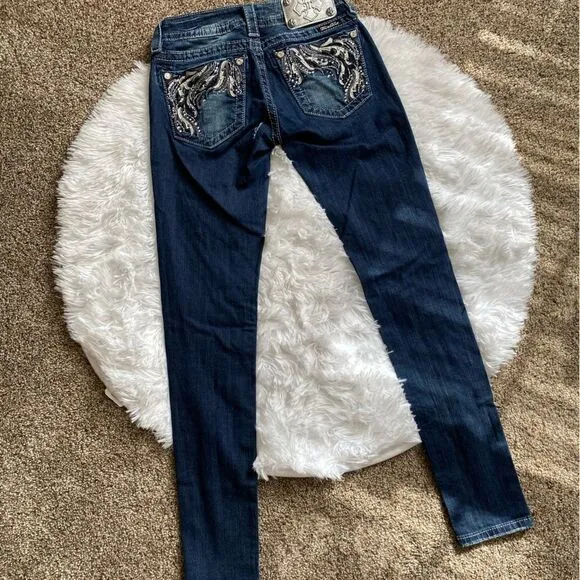 Miss Me Signature Skinny Jeans FLAW Bling Rhinestones Womens Size 25