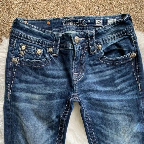 Miss Me Signature Skinny Jeans FLAW Bling Rhinestones Womens Size 25